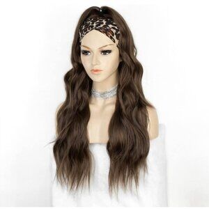 Long Brown Headband Wig
